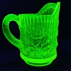 Vintage Yellow Uranium Vaseline Glass Milk Creamer